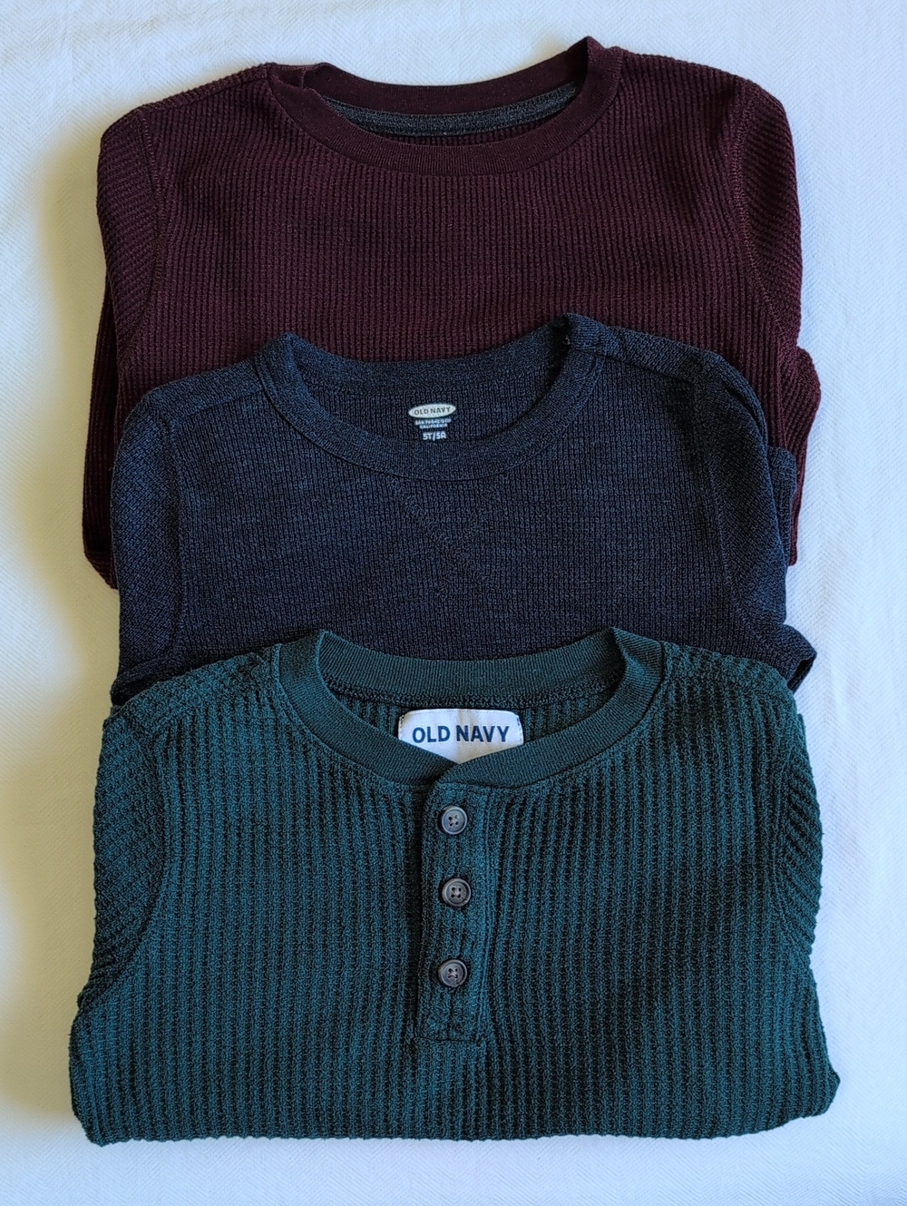 Old Navy Boys Waffle Knit Henley Shirts 3-Pack Size 5 5T Earthy